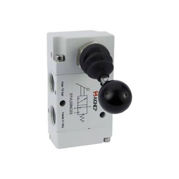 Alpha Technologies Aignep USA 3/2 Hand Lever Actuated Valve Spring Return 1/8" NPTF Ports 01VL130002N - main